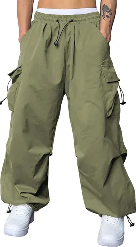Miniatura 22 de JMIERR Pantalones Cargo Holgados para Hombre de Moda Casuales Pantalón de Paracaídas Ajuste Holgado Harem Joggers con Bolsillos para Ropa Urbana