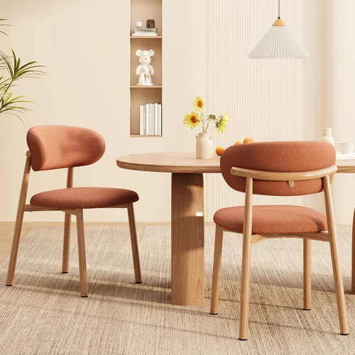Miniatura 30 de Juego de 2 sillas de comedor para cocina, tapizadas, modernas, de cuero, original/beige
