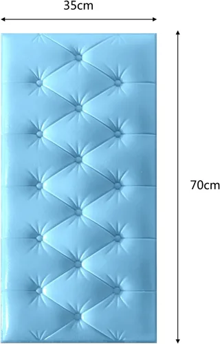 Miniatura 2 de Paneles de pared 3D para despegar y pegar, calcomanías de pared anticolisión impermeables para el hogar, tapete protector de pared suave para Azul