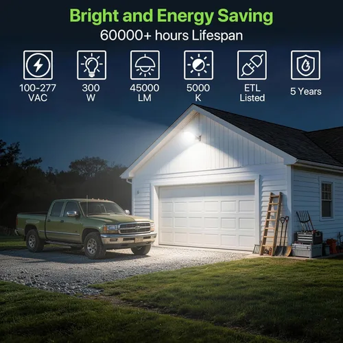Miniatura 2 de Glitgate Luz LED de estacionamiento de 300 W, 45000 lm, 5000 K, ajustable, deslizante, montaje en luces de calle con fotocélula del atardecer al