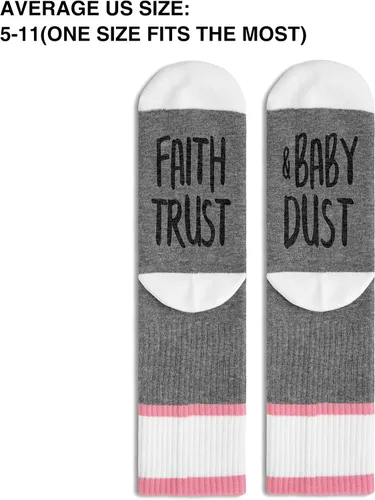 Miniatura 2 de Faith Trust Baby Dust calcetines de FIV para mujer talla 55-11 regalos de maternidad para embarazo regalos de FIV -A44 Gris