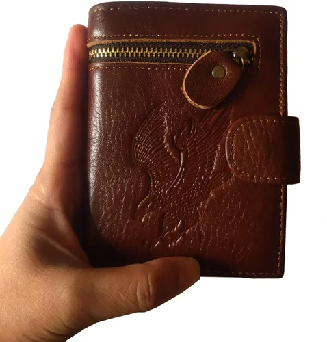 Miniatura 145 de Hombres Cool Eagle Wolf Caballo Totem Cuero Vaca Vertical Cartera Cremallera Multi-tarjeta Titular, Tótem de caballo, Minimalista