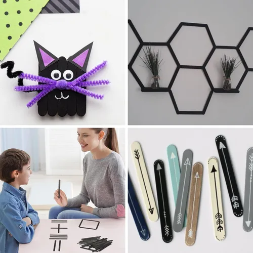 Miniatura 8 de 200 palitos grandes de madera negra para manualidades, barras planas gigantes de paletas negras de 8 pulgadas para manualidades, barras planas