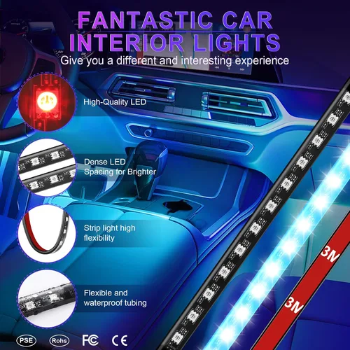 Miniatura 6 de LivTee Luces Interiores de Acento para Auto, Luces Interiores Inteligentes para Auto con Control de Aplicación, Luces LED RGB con Modo de Música