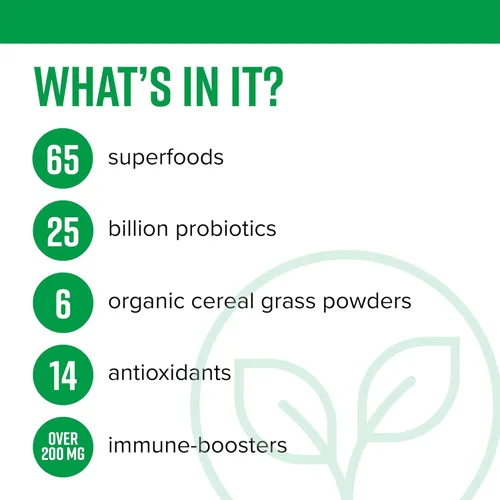 Miniatura 2 de Vibrant Health, Green Vibrance, incluye 65 superalimentos a base de plantas, 25 mil millones de probióticos, fibra, adaptógenos y enzimas, 30