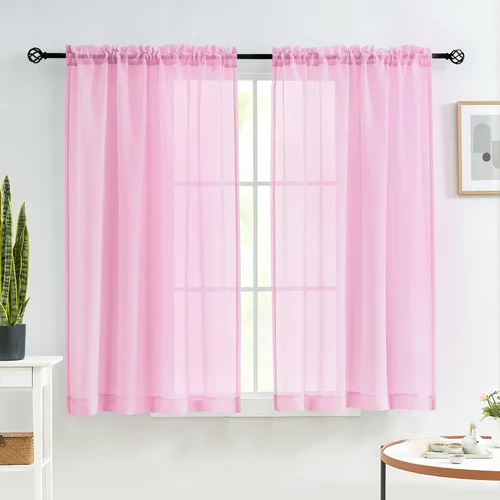 Miniatura 115 de Cortinas para ventana cortinas blancas traslúcidas de 90 pulgadas de largo, 2 paneles de cortinas de tul, paneles de ventana para cortinas de Blanco