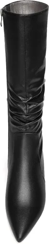 Miniatura 3 de WAYDERNS Womens Dating Solid Zip Pointed Toe Fashion Matte Kitten Low Heel Mid Calf Boots 2 Inch