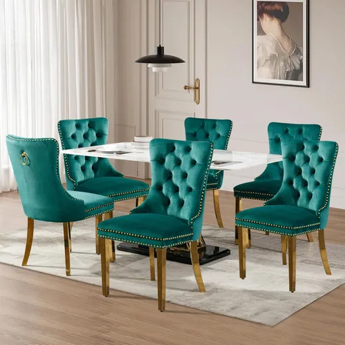 Miniatura 100 de Juego de 2 sillas de comedor tapizadas de tela de lino, sillas de cocina modernas de mediados de siglo con respaldo alto, ribete de cabeza de clavo