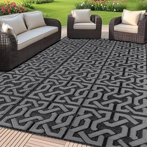 Miniatura 25 de SAND MINE Alfombras Reversibles, Alfombra de Paja de Plástico, Alfombra de Área Moderna, Alfombra Grande para Piso y Alfombra para Exteriores, RV