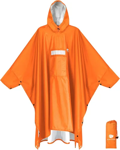ANYOO Poncho de lluvia con capucha para adultos, impermeable, ligero, para hombres y mujeres, chaqueta de lluvia reutilizable para emergencias al