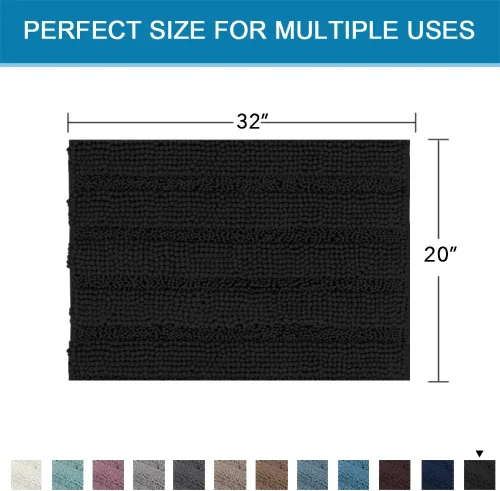 Miniatura 109 de H.VERSAILTEX Tapetes de baño antideslizantes para baño, alfombras de baño extragruesas de felpilla a rayas, tapetes de baño de 47" x 17", alfombras