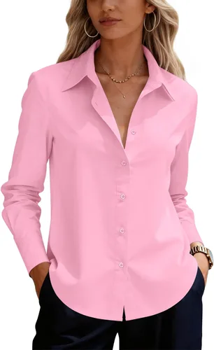 Miniatura 25 de siliteelon Camisas de vestir con botones para mujer, camisas de vestir de manga larga para mujer, camisas de trabajo de algodón de ajuste regular