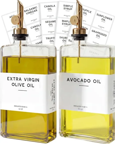 Botella dispensadora de aceite de oliva de vidrio para cocina de Brighter Barns - Dispensador de jarabe de café, botella de aceite y vinagre -