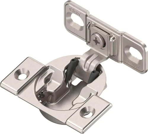 Blum 33B355AF22 - Bisagra compacta de fijación facial de 107° con muelle y placa de montaje, incluye tornillos, paquete de 1