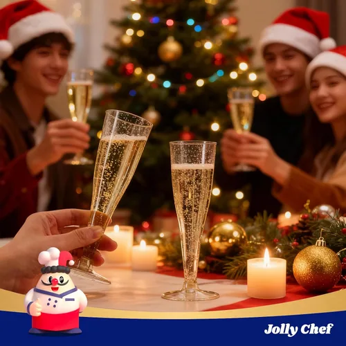 Miniatura 7 de JOLLY CHEF Paquete de 100 copas de champán de plástico desechables de 4.5 onzas con purpurina dorada para boda, día de Acción de Gracias, Navidad