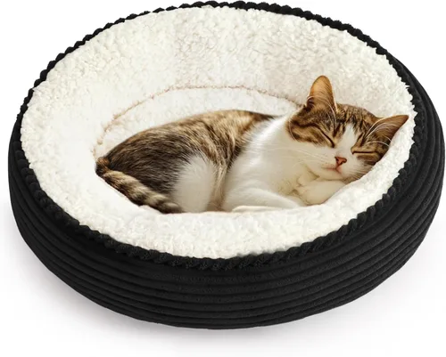 Miniatura 62 de Love's cabin Cama redonda acolchada para gatos y perros, cama para mascotas de 20 pulgadas para gatos o perros pequeños, parte inferior Violeta