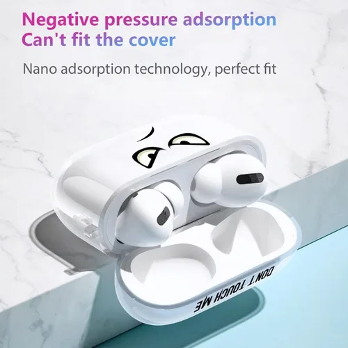 Miniatura 7 de Funda transparente para AirPod Pro 2019, Don't Touch My PODS, funda negra con llavero de ojos grandes, linda caricatura para AirPods Pro, funda