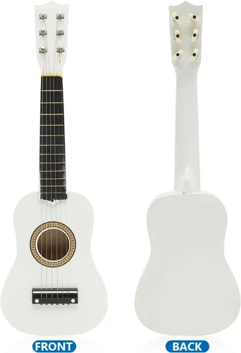 Miniatura 7 de Guitarra acústica para niños de 21 pulgadas, guitarra acústica para principiantes, niños, 6 cuerdas de madera (blanco) niños
