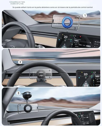 Miniatura 8 de Jononser Soporte magnético de teléfono con ventosa para Magsafe, soporte magnético ajustable de 360° para teléfono de automóvil, soporte plegable