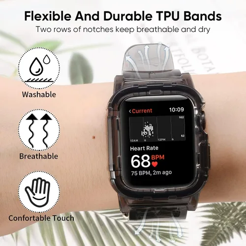 Miniatura 5 de Compatible con Apple Watch Band de 1.772 pulgadas, 1.732 pulgadas, 1.654 pulgadas, con funda antigolpes, correas deportivas para hombres y mujeres