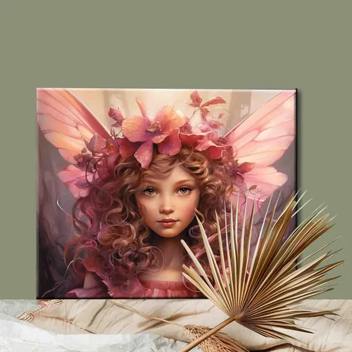 Miniatura 2 de Little Girl Angel - Pintura por números para adultos, corona rosa, pintura al óleo digital, pintura acrílica, kit de pintura de flores de ángel