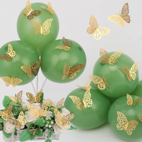 Miniatura 5 de 72 piezas de decoración de pared de mariposa, 3 estilos, 3 tamaños, mariposa dorada 3D, decoraciones de boda, decoraciones de fiesta de cumpleaños