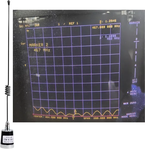 Miniatura 2 de HYS Antena de látigo Amateur UHF NMO de 17.7 pulgadas, 3.5dBi 462MHz–467MHz, W/13ft RG58 Cable coaxial techo NMO Montaje Antena con UHF MALE/PL259/L