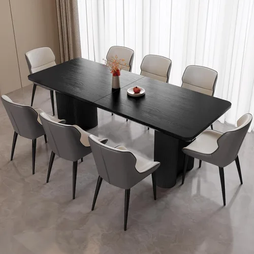 Miniatura 19 de Mesa de Comedor Rectangular de 63" con 6 Sillas, Mesa de Cocina Moderna Blanca con Juego de Sillas para Sala de Estar, Comedor y Cocina Blanco-A