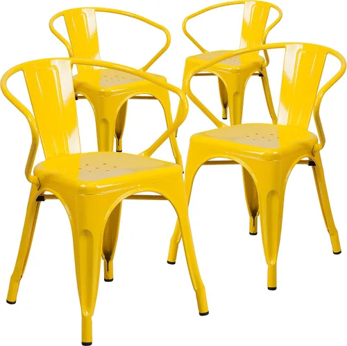 Miniatura 26 de Flash Furniture silla de metal con apoyabrazos, Metal, Negro