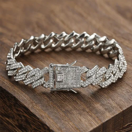 Miniatura 7 de Saintda Cuban Link Bracelet For Men WomenRose Gold18K Gold PlatedSilver Bracelet13mm8 inches Miami Iced Out Bracelet Hip Hop Bracelets Jewelry