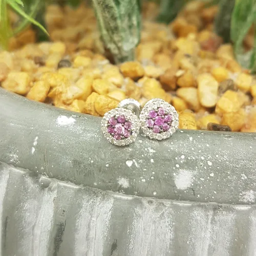 Miniatura 5 de Dazzlingrock Collection Aretes de flor de racimo de 10 quilates, oro blanco