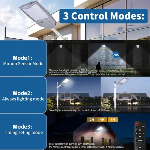 Miniatura 7 de Farolas solares para exteriores, 700000 lúmenes, luces LED brillantes con sensor de movimiento y control remoto, luces de seguridad impermeables
