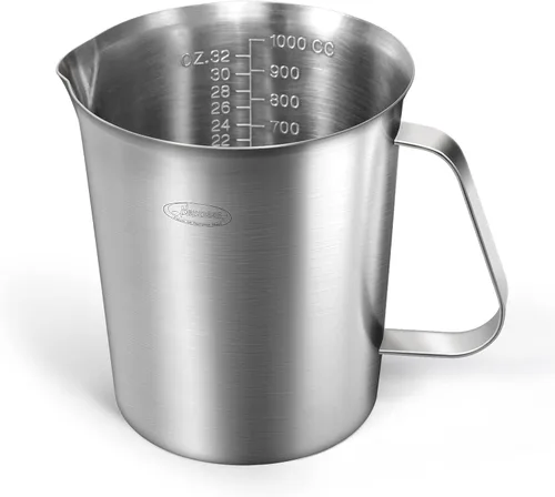 Miniatura 16 de Newness Juego de 2 tazas medidoras de acero inoxidable (3 marcas, incluye escala de taza/ml/onza) (2 y 3 tazas) taza medidora de metal con asa