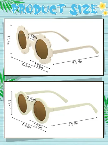 Miniatura 3 de Dunzy 16 pares de lentes de sol para niños y niñas, lindos lentes de sol redondos para fiestas en la playa, de 3 a 10 años