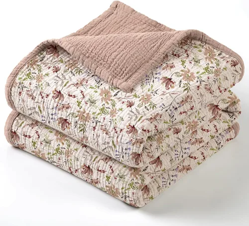 Miniatura 16 de lulumoon Manta de muselina neutra para bebé, ropa de cama de algodón transpirable para cuna para niños pequeños, 4 capas suaves y ligeras
