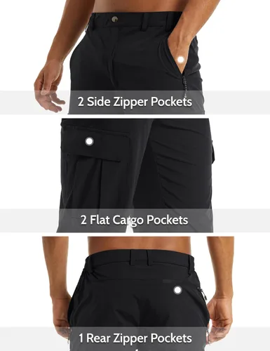 Miniatura 4 de MAGCOMSEN Pantalones cortos de entrenamiento para hombre, de secado rápido, 34, pantalones capri con bolsillos con cremallera, pantalones cortos