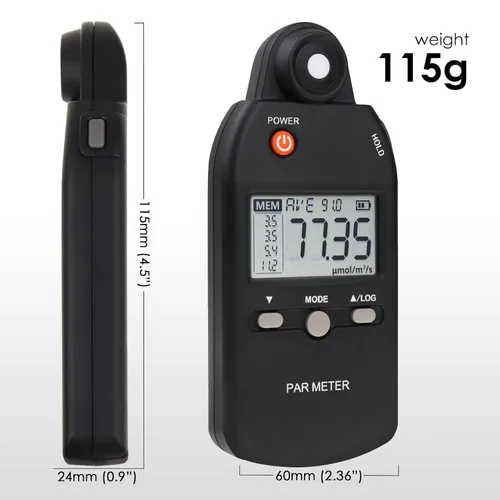 Miniatura 7 de Medidor PAR para luces LED de crecimiento de alta precisión Sensor Quantum Medidor de luz Par Tester PPFD para medir la actividad fotosintética