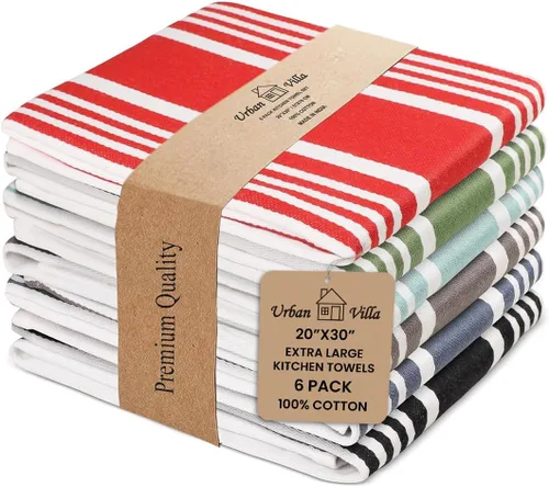 Miniatura 36 de Urban Villa Toallas de cocina 100% algodón, paquete de 6, altamente absorbentes, de secado rápido, súper suaves, de primera calidad, para cocina