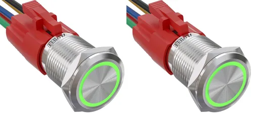 Miniatura 8 de APIELE - Interruptor de botón de encendido de pestillo de 16mm, 12 V CC, carcasa negra con cabeza de ojo de ángel LED para orificio de montaje