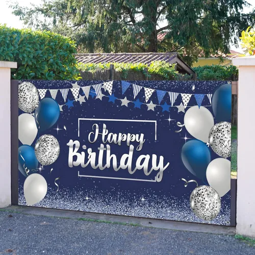 Miniatura 5 de Tatuo Decoraciones de Feliz Cumpleaños Telón de Fondo Pancarta, Cartel de Fondo de Cumpleaños con Purpurina Suministros de Fiesta Fondo de Fotos
