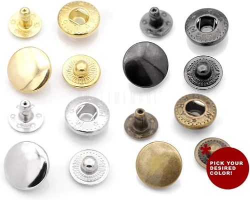 Miniatura 7 de CRAFTMEMORE 50 juegos de botones a presión chapados en oro con resorte S para cierres de bolsa de chaqueta #665 VT2 (0.39 pulgadas)