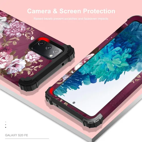Miniatura 3 de Hocase Funda para Galaxy S20 FE 5G, Protección resistente a prueba de golpes, goma de silicona suave + parachoques de plástico duro, funda