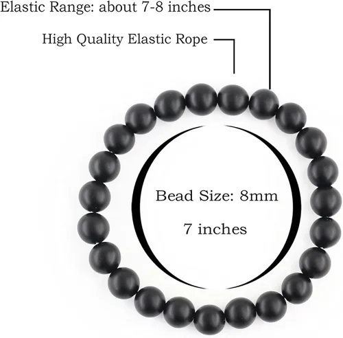Miniatura 2 de Ouubuuy Pulsera elástica de cuentas de piedra natural de 0.315in para hombres y mujeres, pulseras de cuentas de piedras preciosas de cristal curativo