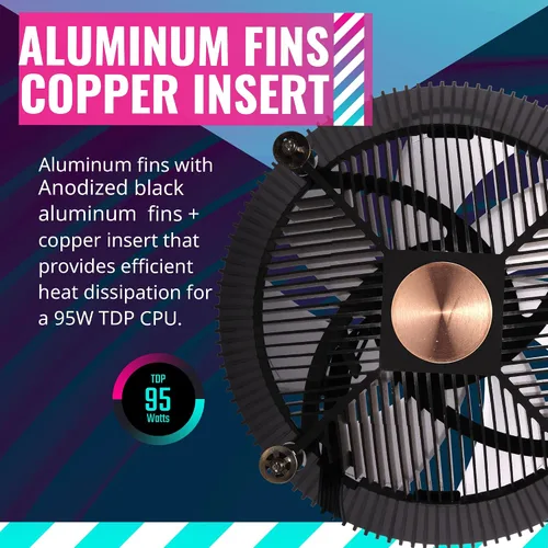 Miniatura 5 de Cooler Master i71C RGB para el enfriador de aire Intel CPU, aletas de aluminio negro anodizado