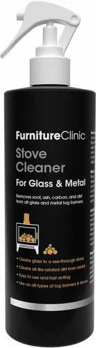 Furniture Clinic Limpiador de Cristal y Metal para Estufa - Para Puertas de Vidrio de Quemador de Troncos y Chimenea - Elimina Hollín, Suciedad y