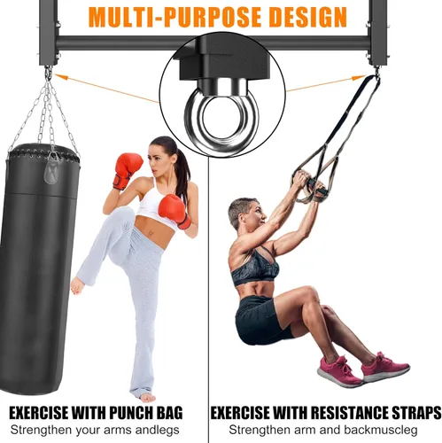 Miniatura 5 de Ceiling Mounted Pull Up Bar, Heavy Duty 700 LBS Multi Grip Pull Up Bars, 16"/24" Rafter Chin Up Bar, Ceiling Joist for Garage/Gym/Basement with