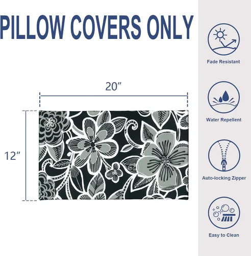 Miniatura 196 de Juego de 2 almohadas para exteriores de 16 x 16 pulgadas, repelentes al agua con interiores, para muebles de patio, hogar, jardín, geometría bohemia