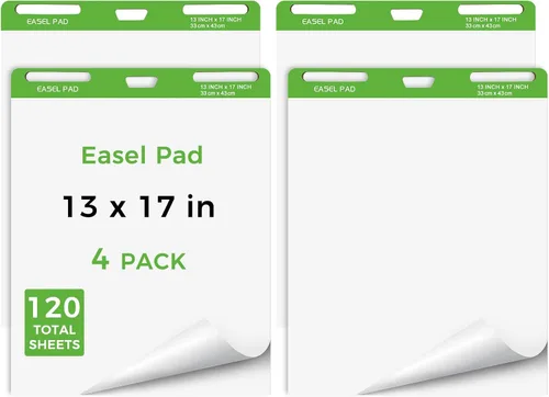 Mini caballete de 13 x 17 pulgadas, paquete de 4 hojas antiadherentes para profesores, entrenamiento, presentaciones o lluvia de ideas, 30 Blanco
