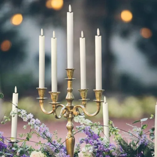 Miniatura 2 de GenSwin Velas cónicas blancas sin llama parpadeantes con control remoto de 10 teclas, funciona con pilas, velas LED cálidas con mecha 3D