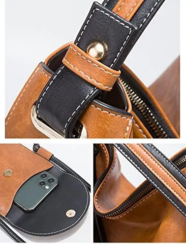 Miniatura 6 de Bolso de mano de moda para mujer, bolso de hombro, asa superior, juego de 4 piezas